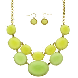 Mi Amore Necklace-Earring-Set Green/Gold-Tone