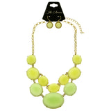 Mi Amore Necklace-Earring-Set Green/Gold-Tone