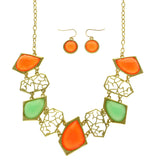 Mi Amore Necklace-Earring-Set Orange/Green