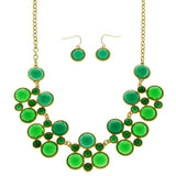 Mi Amore Necklace-Earring-Set Green/Gold-Tone