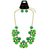 Mi Amore Necklace-Earring-Set Green/Gold-Tone