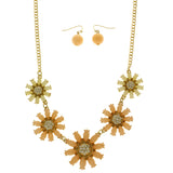 Mi Amore Necklace-Earring-Set Peach/Gold-Tone