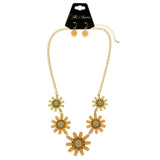 Mi Amore Necklace-Earring-Set Peach/Gold-Tone