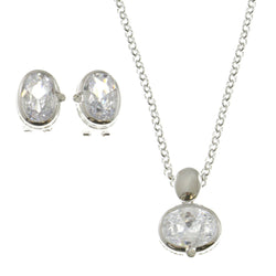 Mi Amore Necklace-Earring-Set Silver-Tone