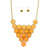 Mi Amore Necklace-Earring-Set Peach/Gold-Tone