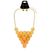 Mi Amore Necklace-Earring-Set Peach/Gold-Tone