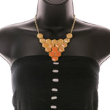 Mi Amore Necklace-Earring-Set Peach/Gold-Tone