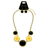 Mi Amore Necklace-Earring-Set Black/Gold-Tone