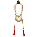 Mi Amore Leaves Necklace-Earring-Set Red/Gold-Tone