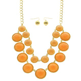 Mi Amore Necklace-Earring-Set Peach/Gold-Tone