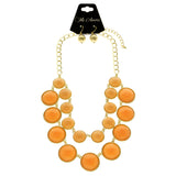 Mi Amore Necklace-Earring-Set Peach/Gold-Tone