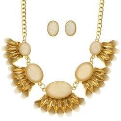 Mi Amore Necklace-Earring-Set Gold-Tone/Tan