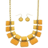 Mi Amore Necklace-Earring-Set Peach/Gold-Tone