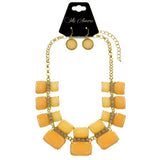 Mi Amore Necklace-Earring-Set Peach/Gold-Tone