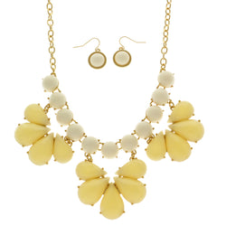 Mi Amore Necklace-Earring-Set Yellow/White
