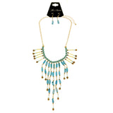 Mi Amore Necklace-Earring-Set Blue/Gold-Tone