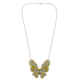 Mi Amore Butterfly Pendant-Necklace Silver-Tone/Yellow