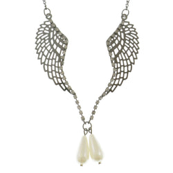 Mi Amore Wings Adjustable Statement-Necklace Silver-Tone