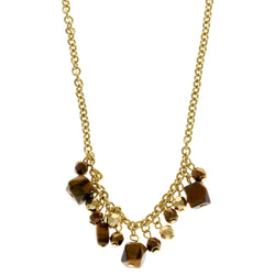 Mi Amore Fashion-Necklace Brown/Gold-Tone