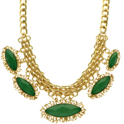 Mi Amore Statement-Necklace Green/Gold-Tone