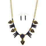 Mi Amore Necklace-Earring-Set Blue/Gold-Tone