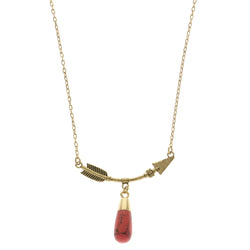 Mi Amore Arrow Fashion-Necklace Red/Gold-Tone