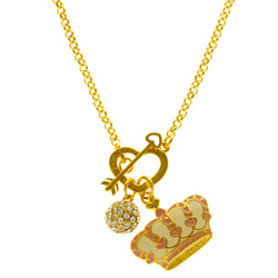Mi Amore Heart Crown Fashion-Necklace Gold-Tone & Pink
