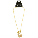 Mi Amore Heart Crown Fashion-Necklace Gold-Tone & Pink