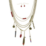 Mi Amore Necklace-Earring-Set Gold-Tone/Red