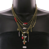 Mi Amore Necklace-Earring-Set Gold-Tone/Red