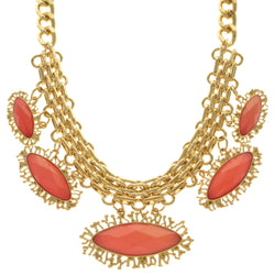 Mi Amore Fashion-Necklace Pink/Gold-Tone