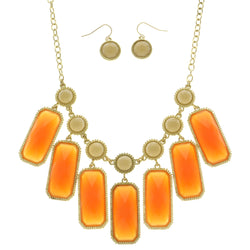 Mi Amore Necklace-Earring-Set Orange/Gold-Tone