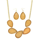 Mi Amore Necklace-Earring-Set Peach/Gold-Tone