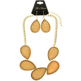 Mi Amore Necklace-Earring-Set Peach/Gold-Tone