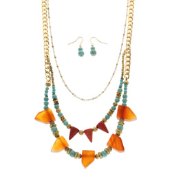 Mi Amore Necklace-Earring-Set Multicolor/Gold-Tone