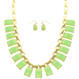 Mi Amore Necklace-Earring-Set Green/Gold-Tone