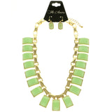 Mi Amore Necklace-Earring-Set Green/Gold-Tone