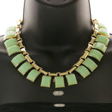 Mi Amore Necklace-Earring-Set Green/Gold-Tone