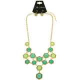 Mi Amore Necklace-Earring-Set Green/Gold-Tone