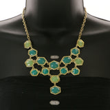 Mi Amore Necklace-Earring-Set Green/Gold-Tone