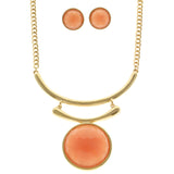 Mi Amore Necklace-Earring-Set Peach/Gold-Tone