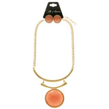 Mi Amore Necklace-Earring-Set Peach/Gold-Tone