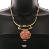 Mi Amore Necklace-Earring-Set Peach/Gold-Tone