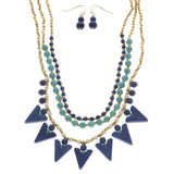 Mi Amore Necklace-Earring-Set Blue/Gold-Tone