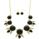 Mi Amore Necklace-Earring-Set Black/Gold-Tone