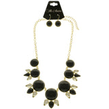 Mi Amore Necklace-Earring-Set Black/Gold-Tone