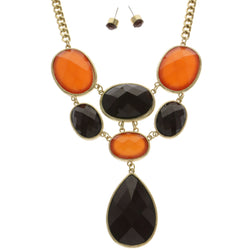 Mi Amore Necklace-Earring-Set Brown/Orange