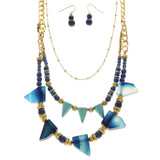 Mi Amore Necklace-Earring-Set Blue/Gold-Tone