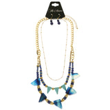 Mi Amore Necklace-Earring-Set Blue/Gold-Tone