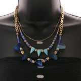 Mi Amore Necklace-Earring-Set Blue/Gold-Tone